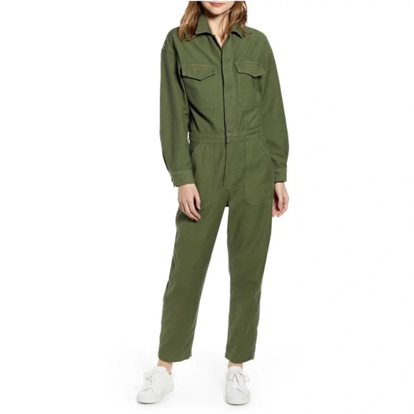 Citizens of Humanity Jumpsuit Marta Long Sleeve Cotton Utility Retreat Green M - Picture 4 of 16
